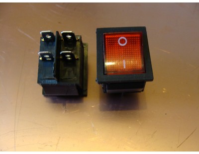Red Light Black On/Off Rocker Switch 250V 15Amps